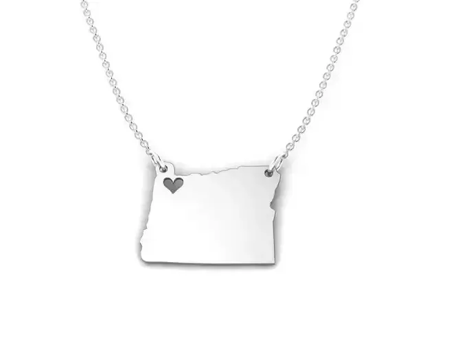 Oregon Map Stainless Steel Pendant 3D print model