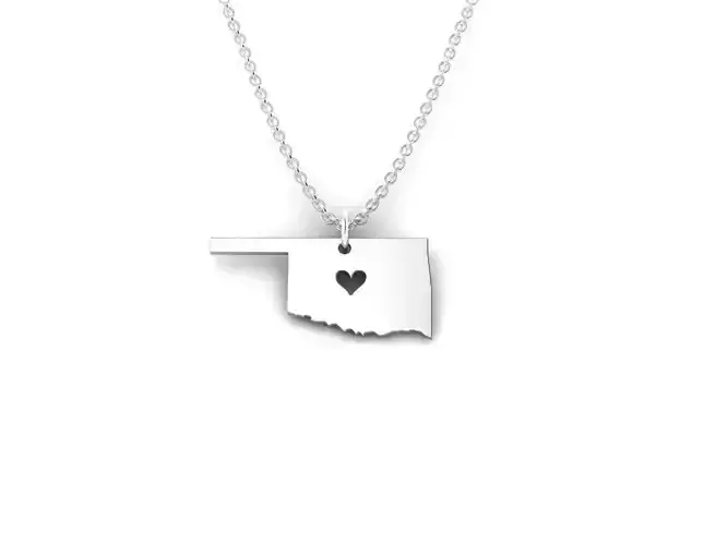 Oklahoma Map Stainless Steel Pendant