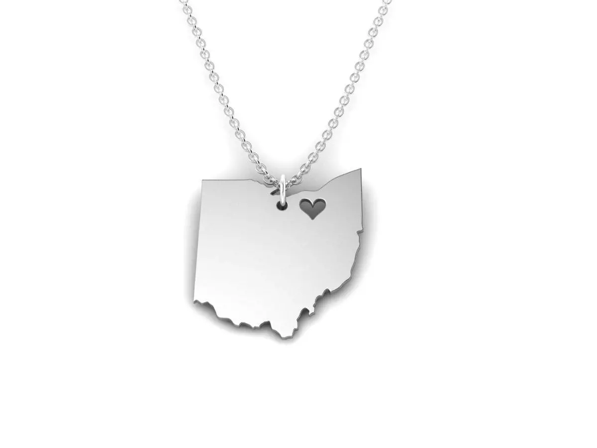 Ohio Map Stainless Steel Pendant 3D print model_0