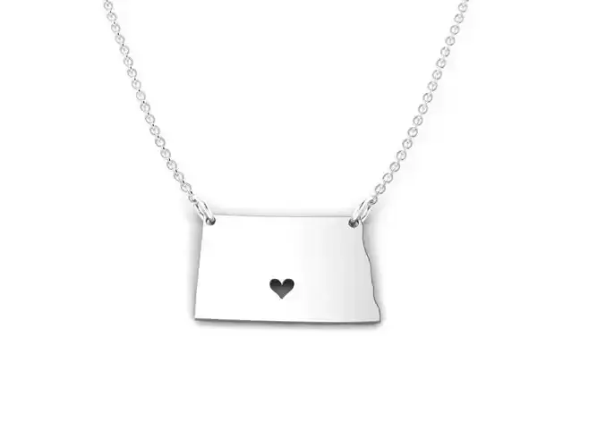 North Dakota Map Stainless Steel Pendant