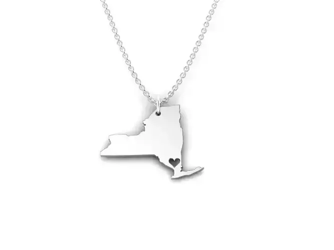 New York Map Stainless Steel Pendant
