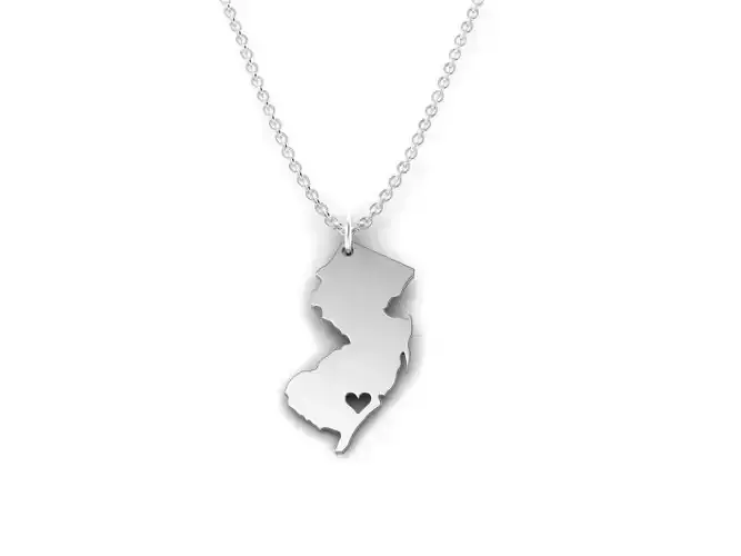 New Jersey Map Stainless Steel Pendant