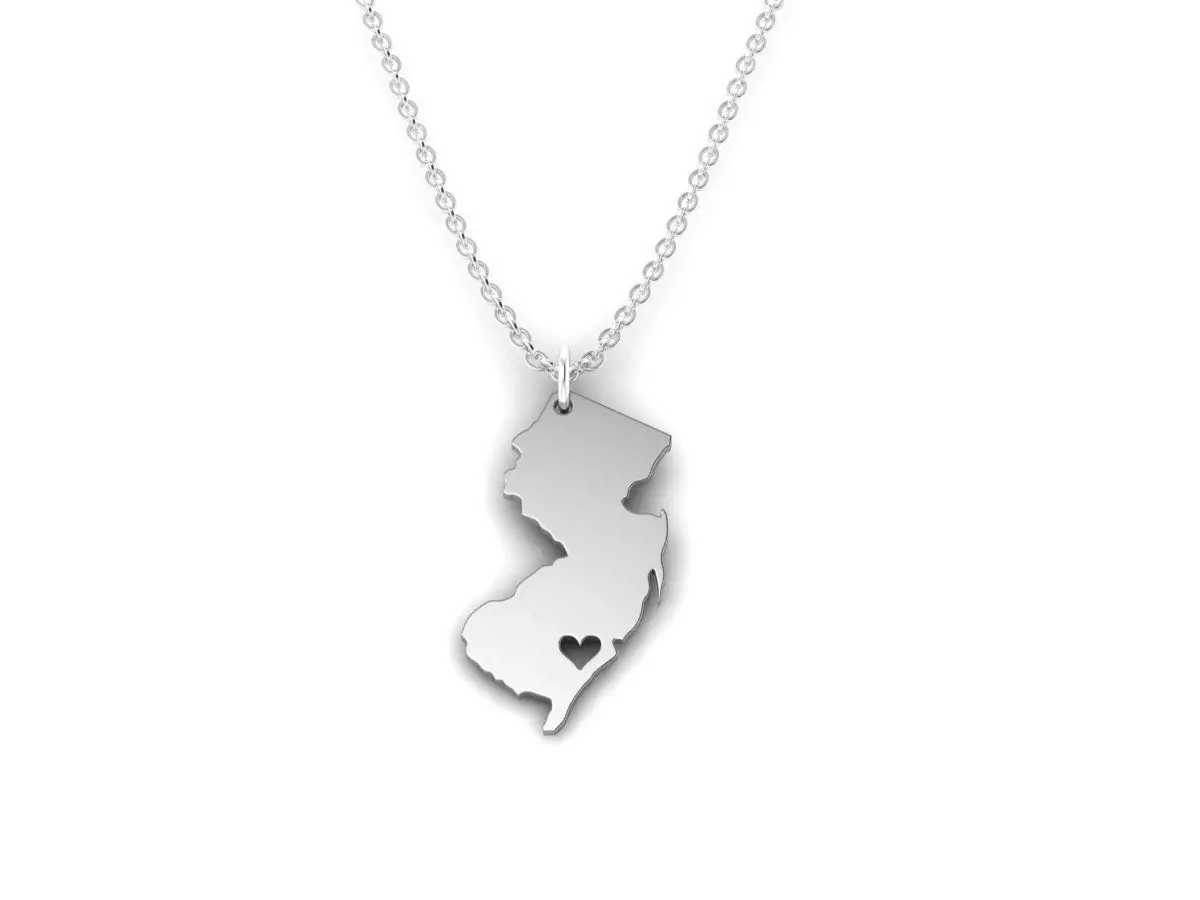 New Jersey Map Stainless Steel Pendant 3D print model