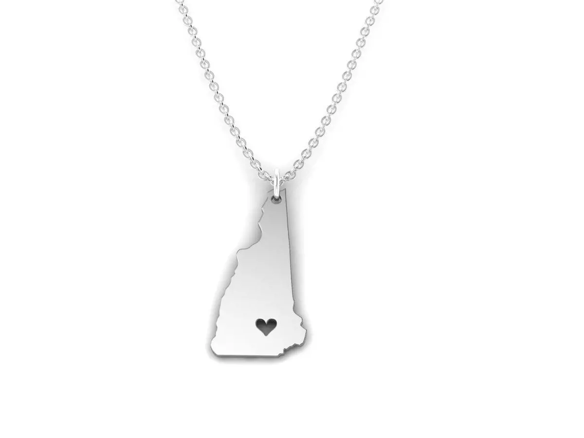 New hampshire Map Stainless Steel Pendant 3D print model