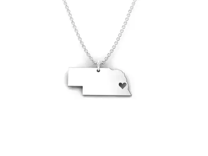Nebraska Map Stainless Steel Pendant