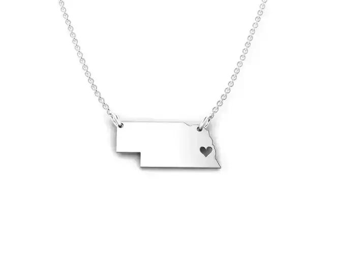 Nebraska Map Stainless Steel Pendant 1