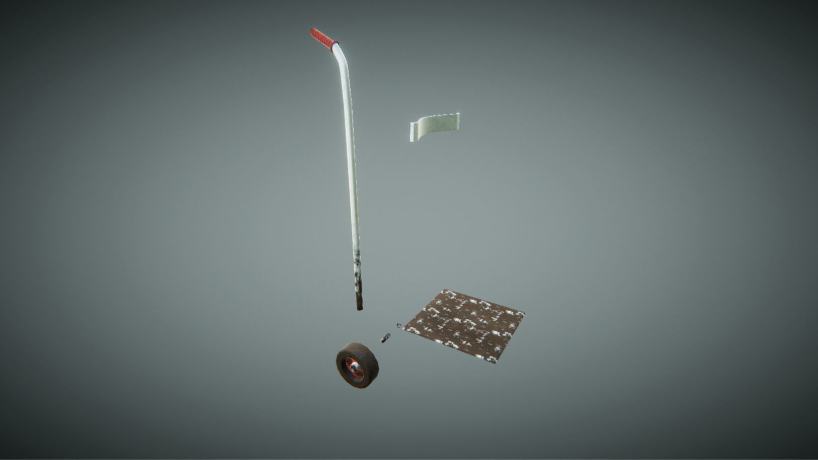 MetallicBarrel hand truck and barrel Low-poly 3D model_6