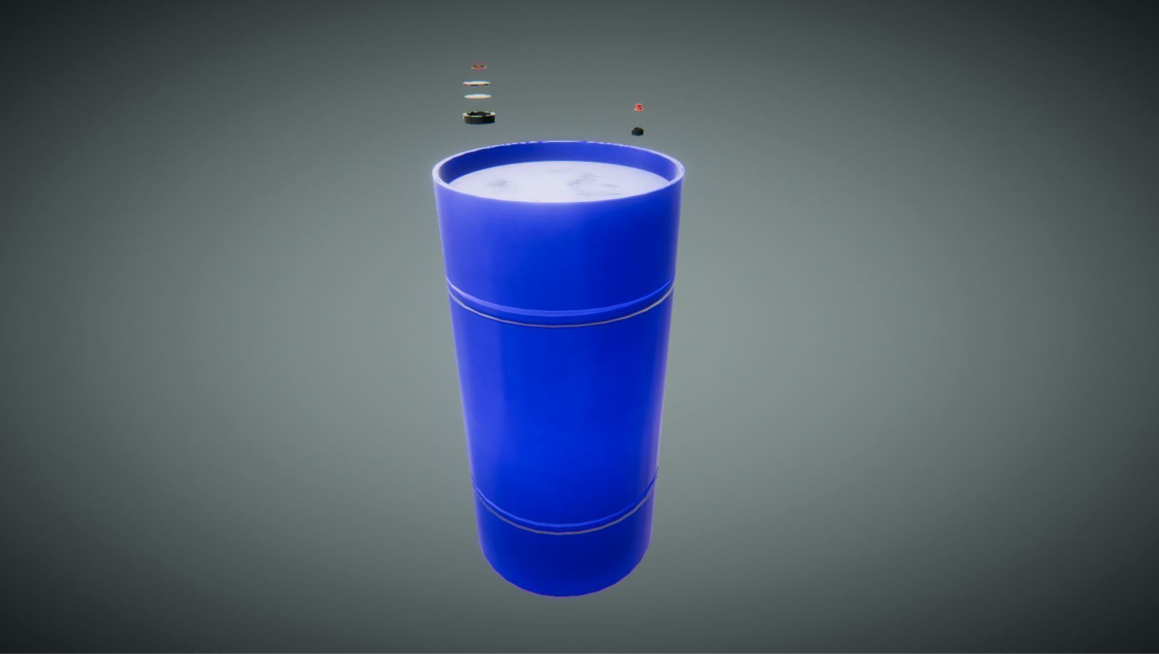 MetallicBarrel hand truck and barrel Low-poly 3D model_5