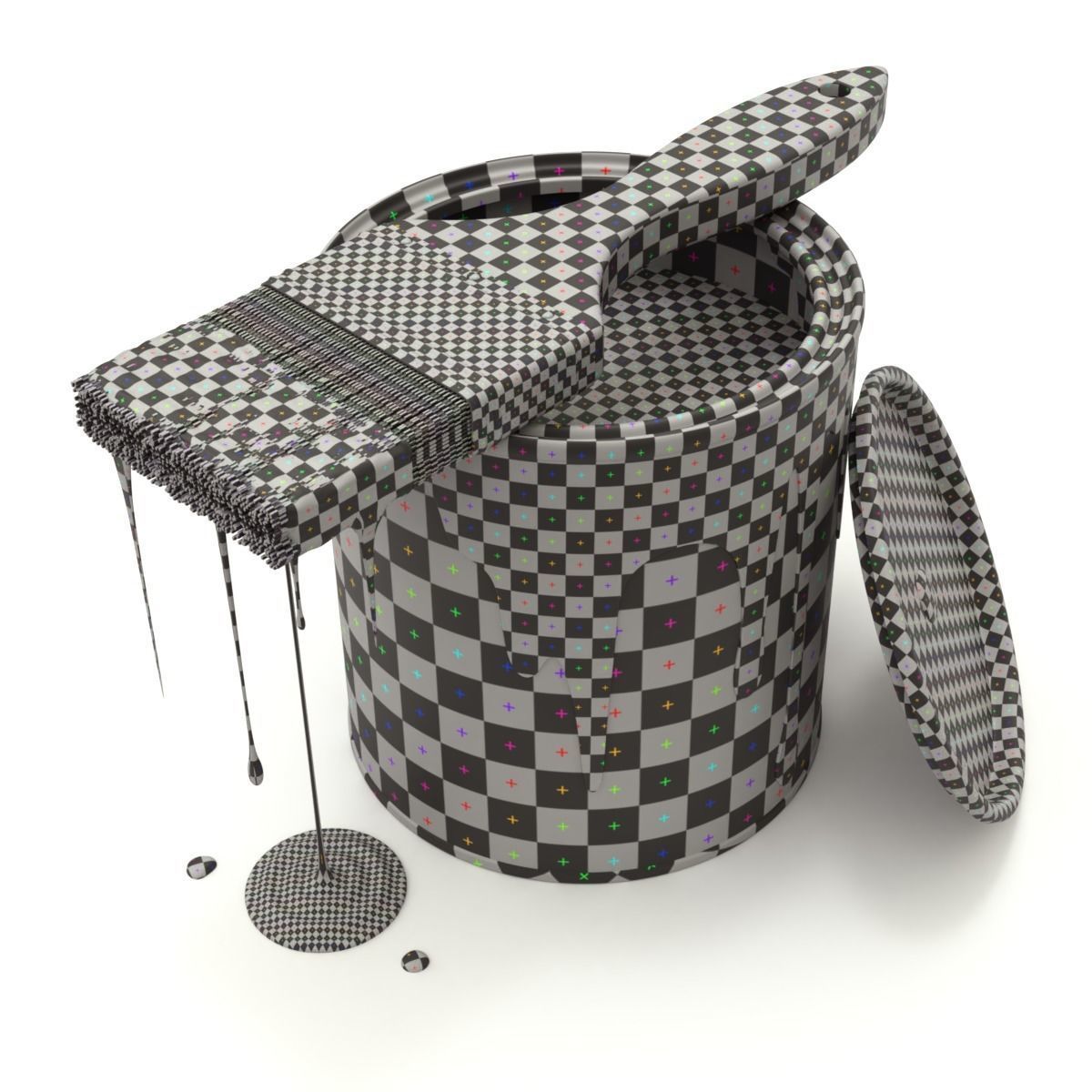 Paint Can and Brush 3D model_12