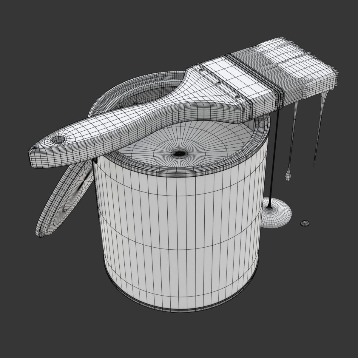 Paint Can and Brush 3D model_21