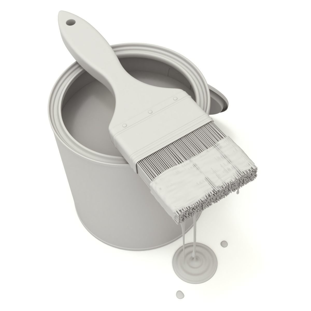 Paint Can and Brush 3D model_14