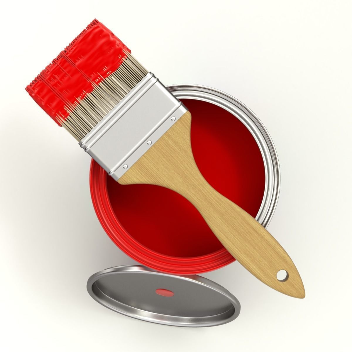 Paint Can and Brush 3D model_4