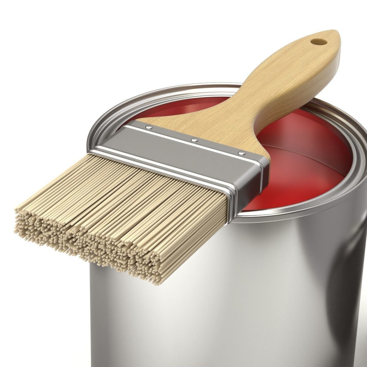 Paint Can and Brush 3D model_11