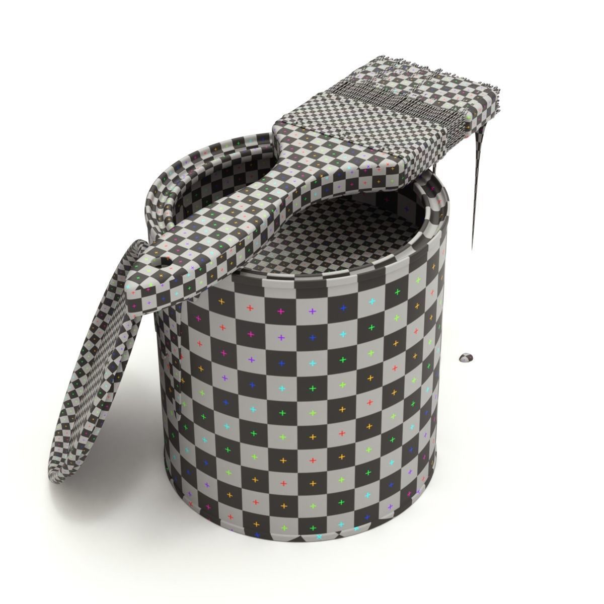 Paint Can and Brush 3D model_13