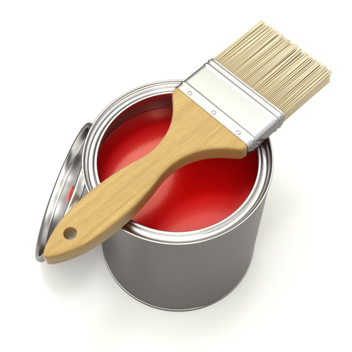 Paint Can and Brush 3D model_1