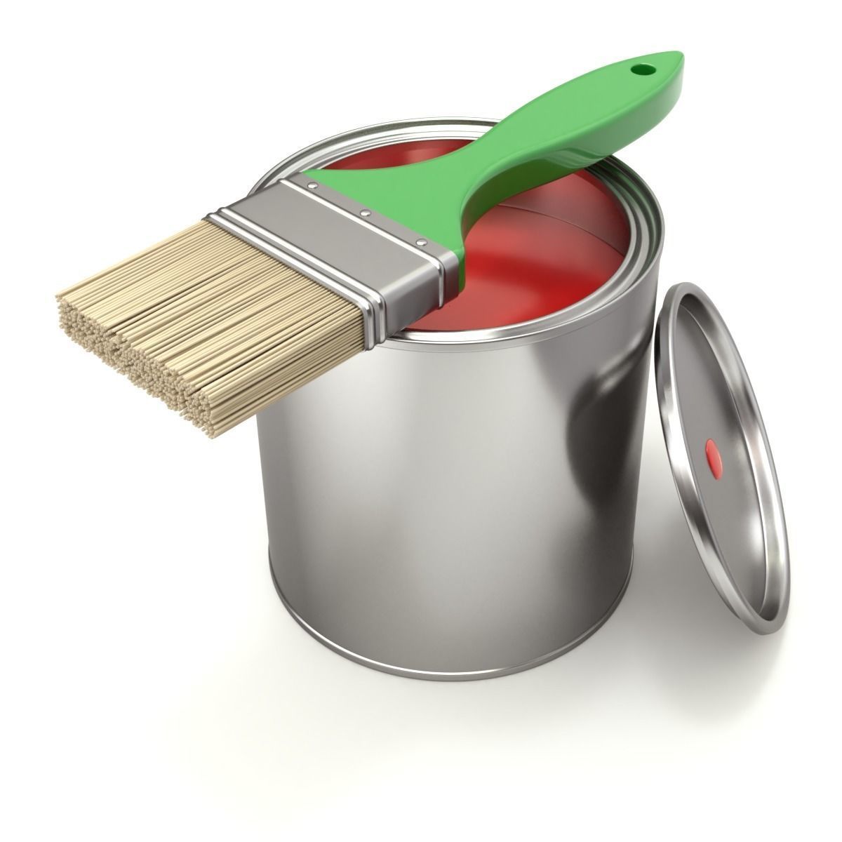 Paint Can and Brush 3D model_10