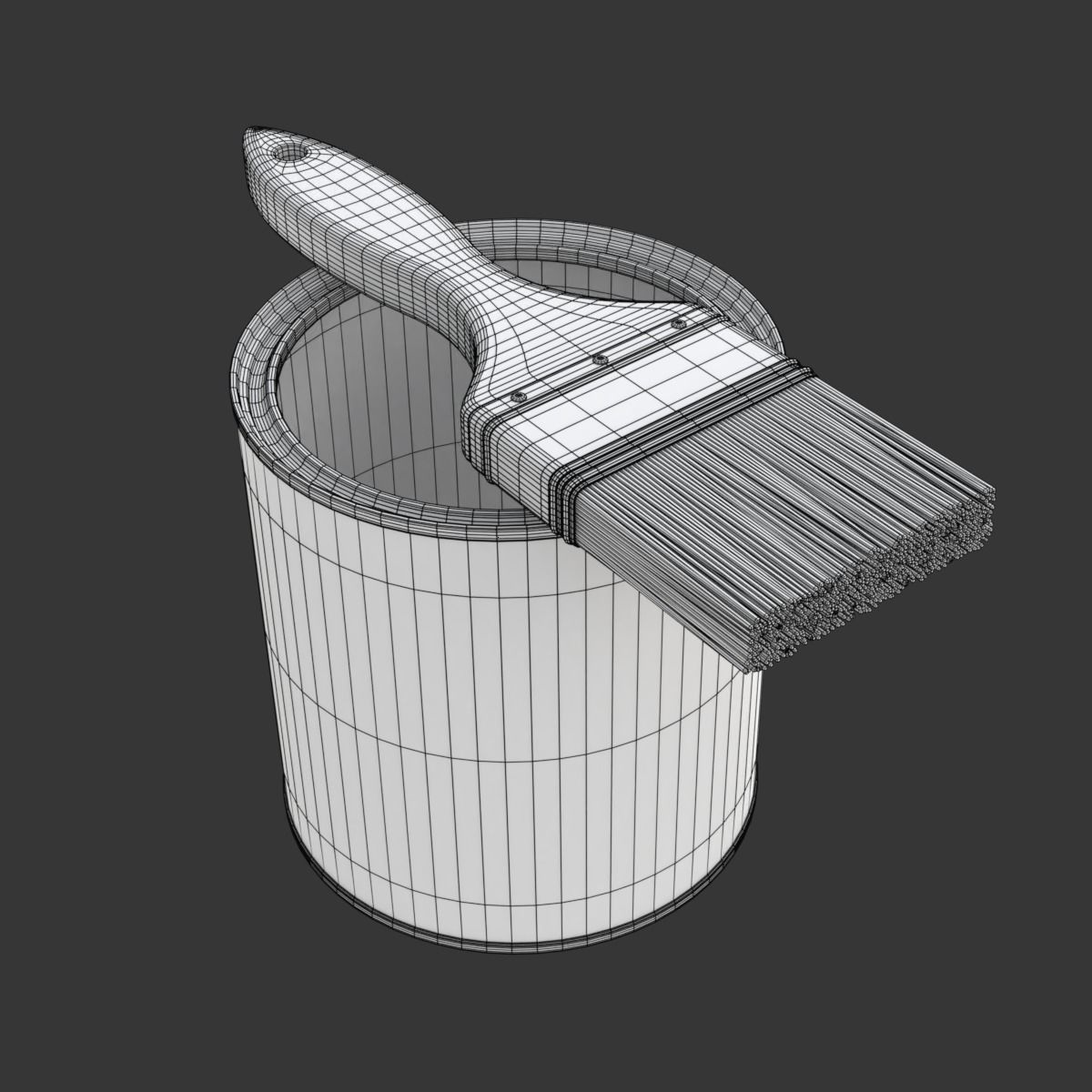 Paint Can and Brush 3D model_20