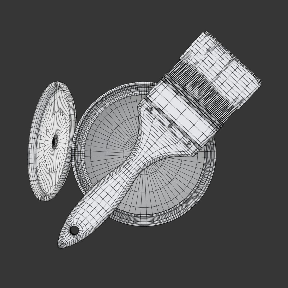 Paint Can and Brush 3D model_22