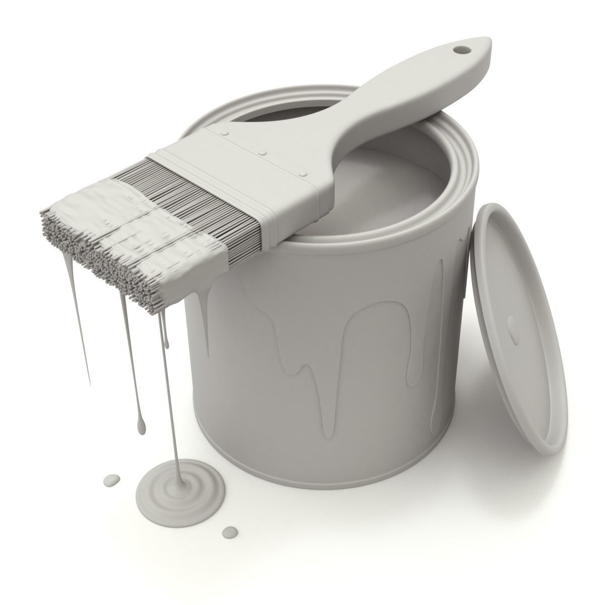 Paint Can and Brush 3D model_15