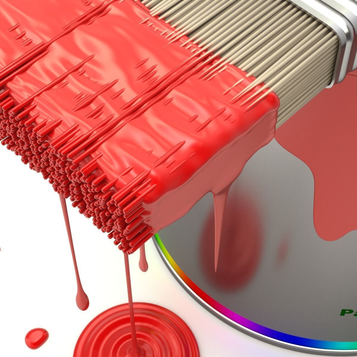 Paint Can and Brush 3D model_2