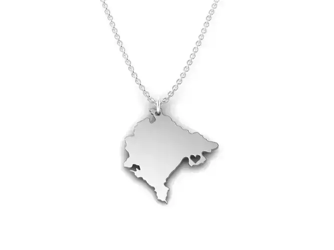 Montenegro Map Stainless Steel Pendant