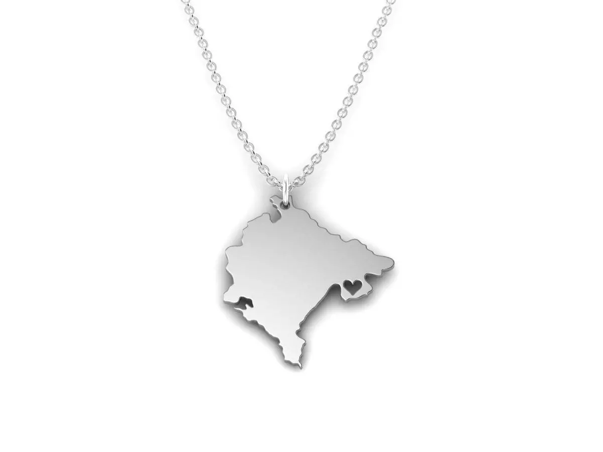 Montenegro Map Stainless Steel Pendant 3D print model