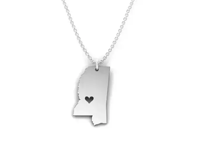 Mississippi Map Stainless Steel Pendant