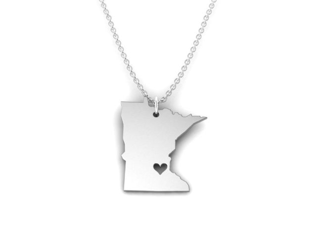 Minnesota Map Stainless Steel Pendant 3D print model