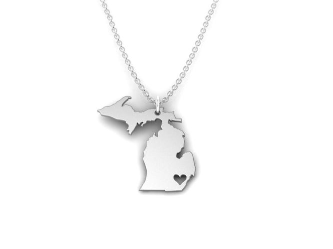 Michigan Map Stainless Steel Pendant 3D print model