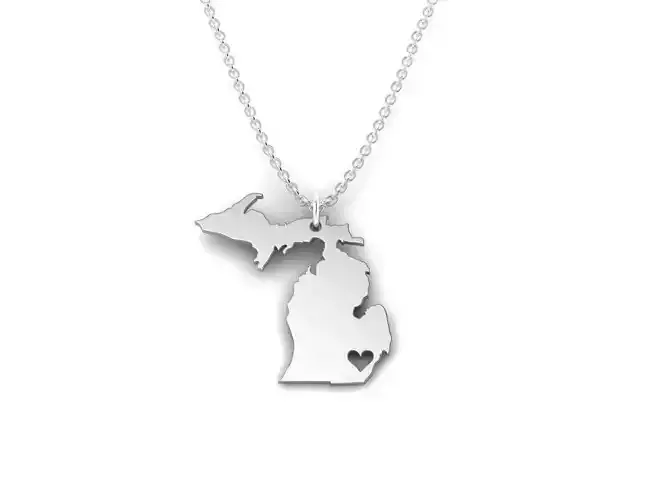 Michigan Map Stainless Steel Pendant