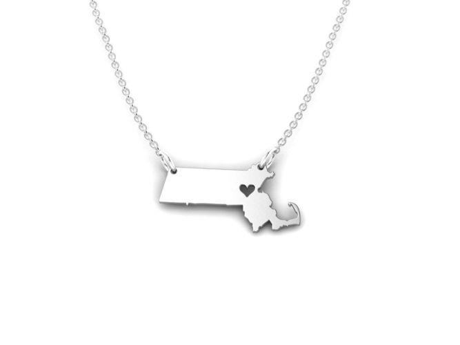 Massachusetts Map Stainless Steel Pendant 3D print model