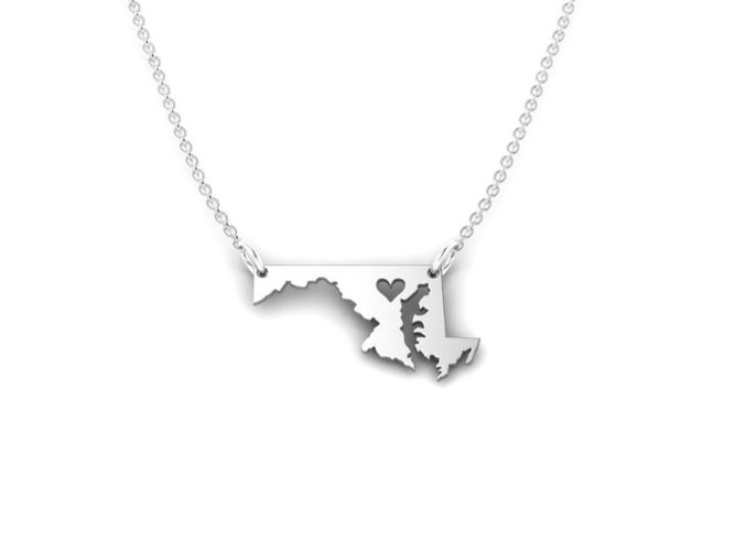 Maryland Map Stainless Steel Pendant 3D print model