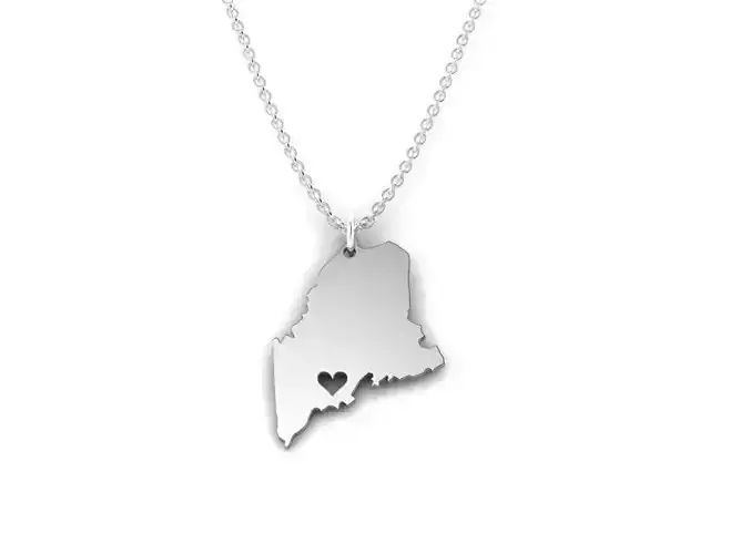 MAINE Map Stainless Steel Pendant