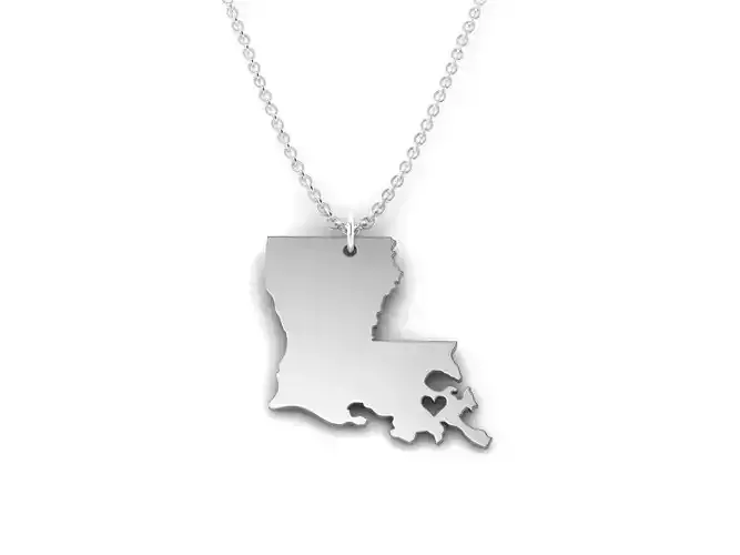 Louisiana Map Stainless Steel Pendant 3D print model