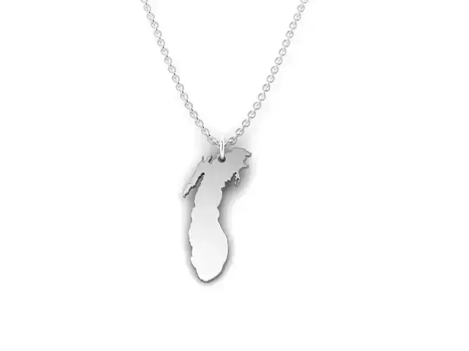 Lake Michigan Map Stainless Steel Pendant