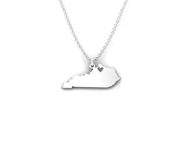 Kentucky Map Stainless Steel Pendant