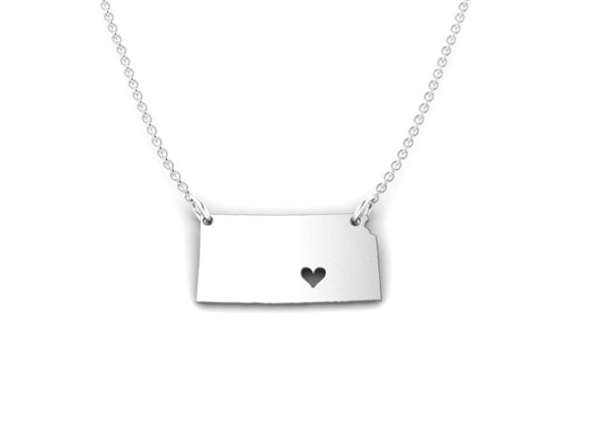 Kansas Map Stainless Steel Pendant 3D print model