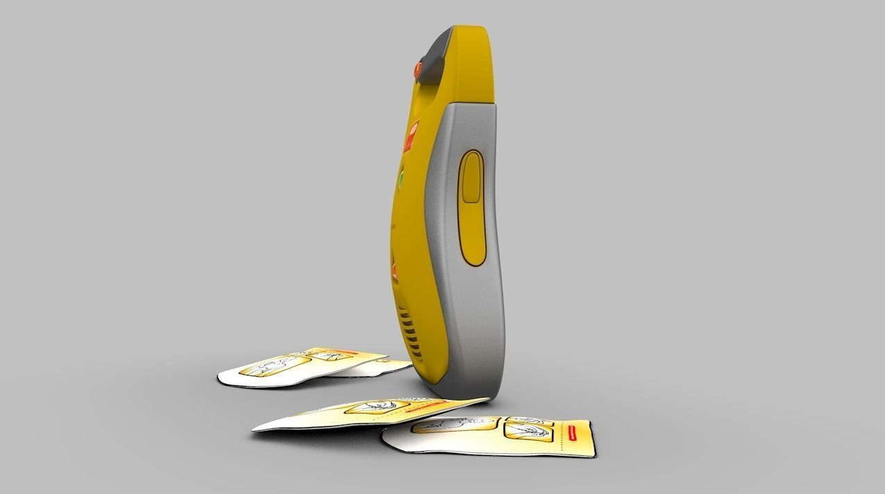 Defibrillator pen with two pieces of paper 3D model_1