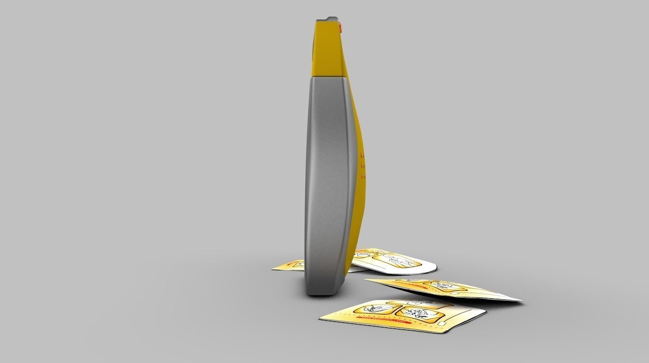 Defibrillator pen with two pieces of paper 3D model_5
