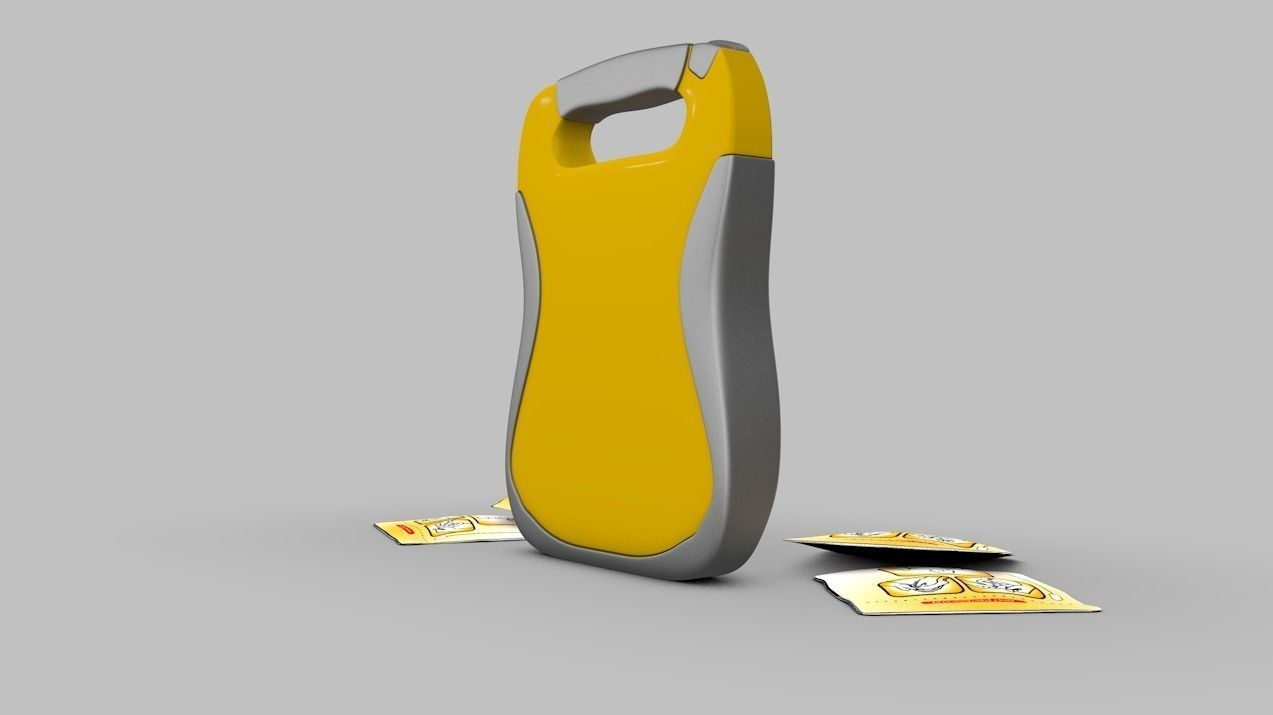 Defibrillator pen with two pieces of paper 3D model_2