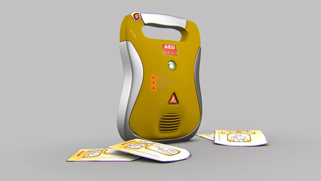 Defibrillator pen with two pieces of paper 3D model_0