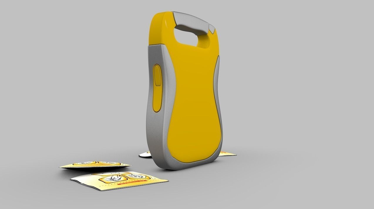 Defibrillator pen with two pieces of paper 3D model_8