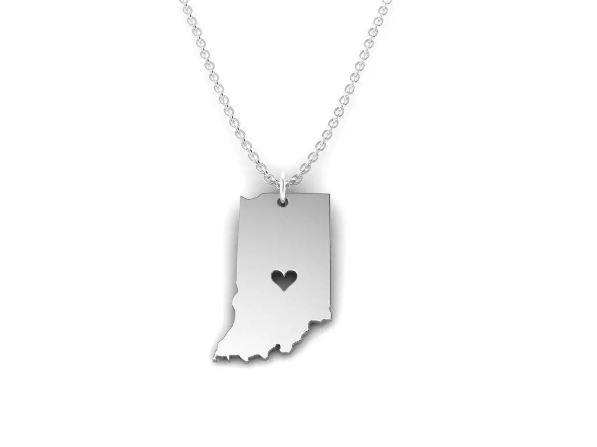 Indiana Map Stainless Steel Pendant 3D print model