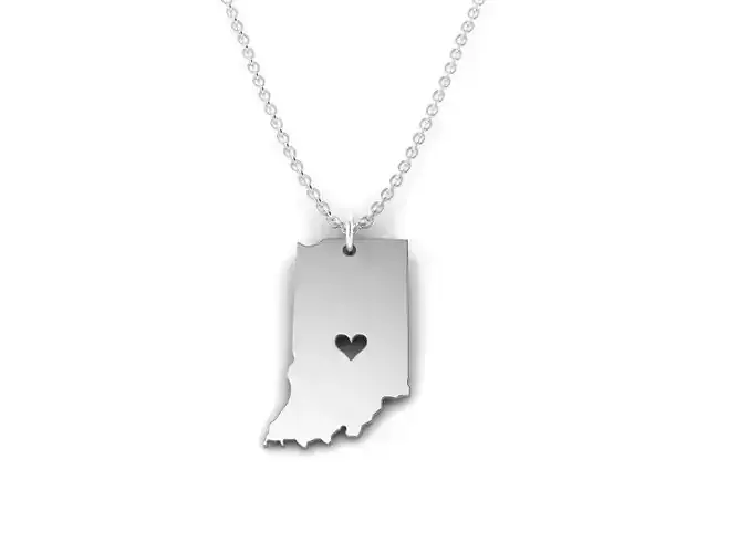 Indiana Map Stainless Steel Pendant