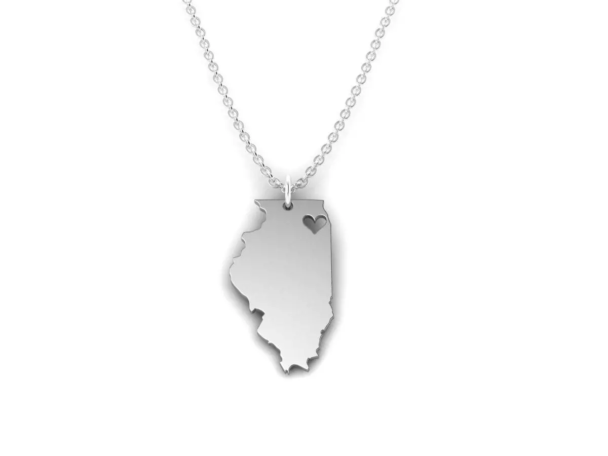 Illinois Map Stainless Steel Pendant 3D print model
