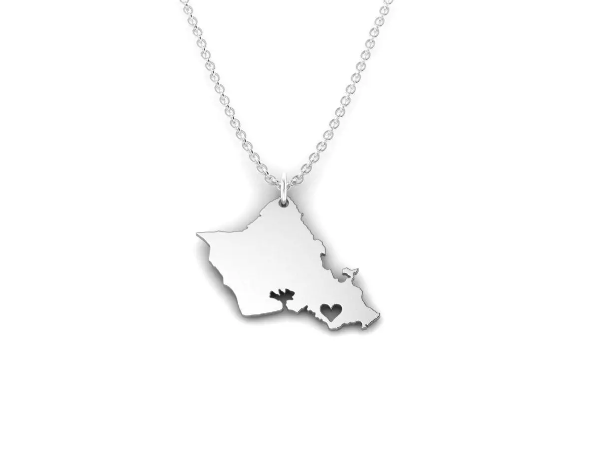 Oahu Map Stainless Steel Pendant 3D print model