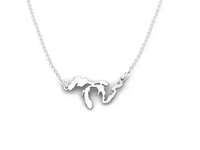 Great Lakes Map Stainless Steel Pendant 3D print model