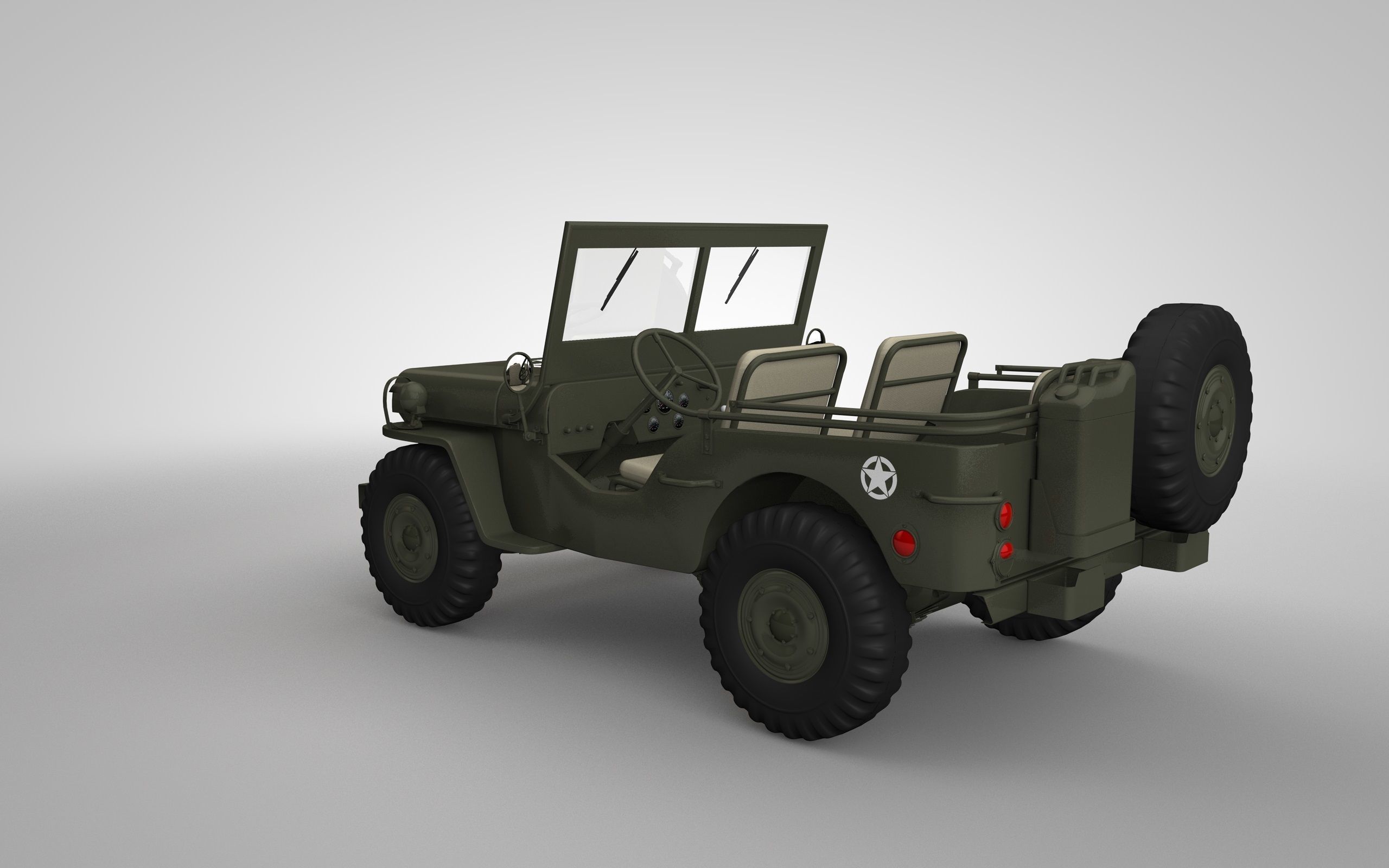 Willys JEEP Low-poly 3D model_1