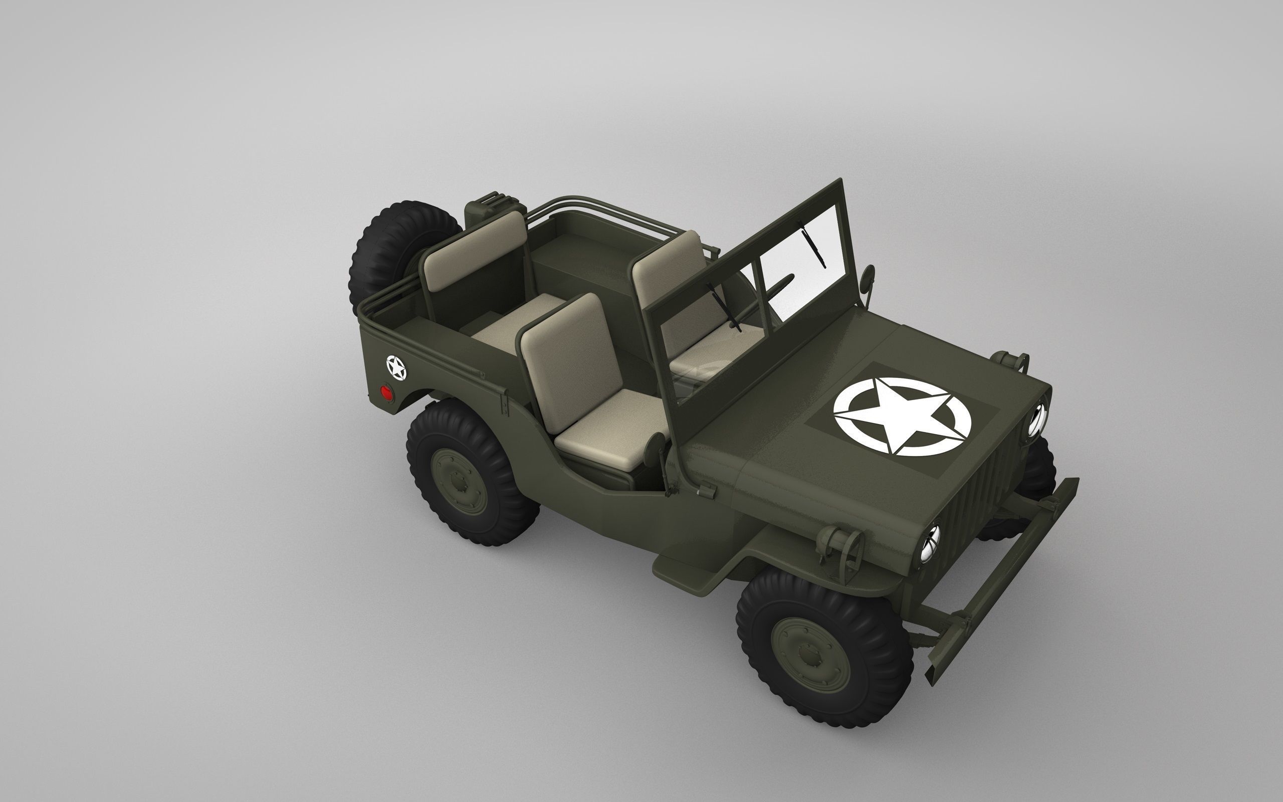 Willys JEEP Low-poly 3D model_3