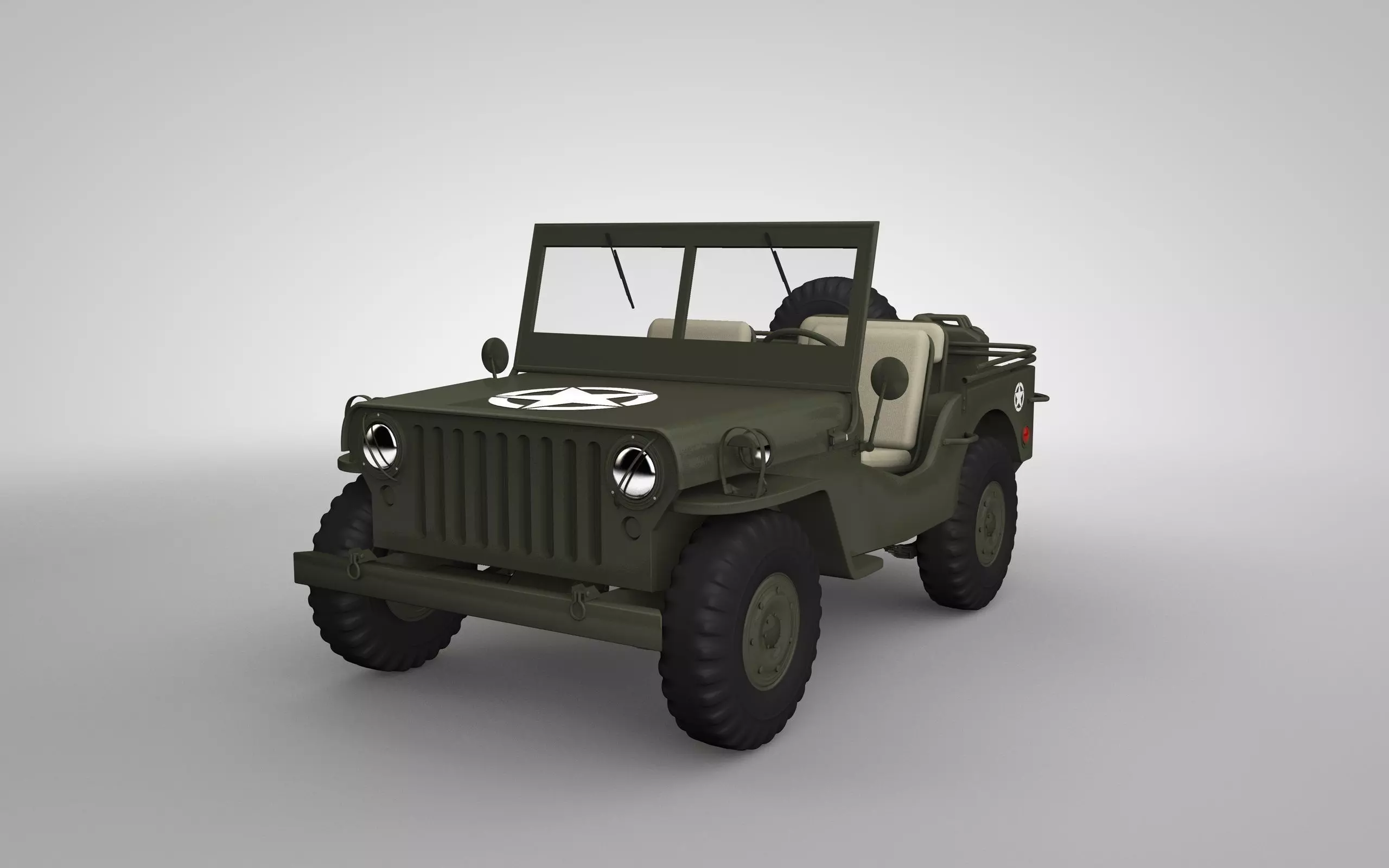 Willys JEEP Low-poly 3D model_0